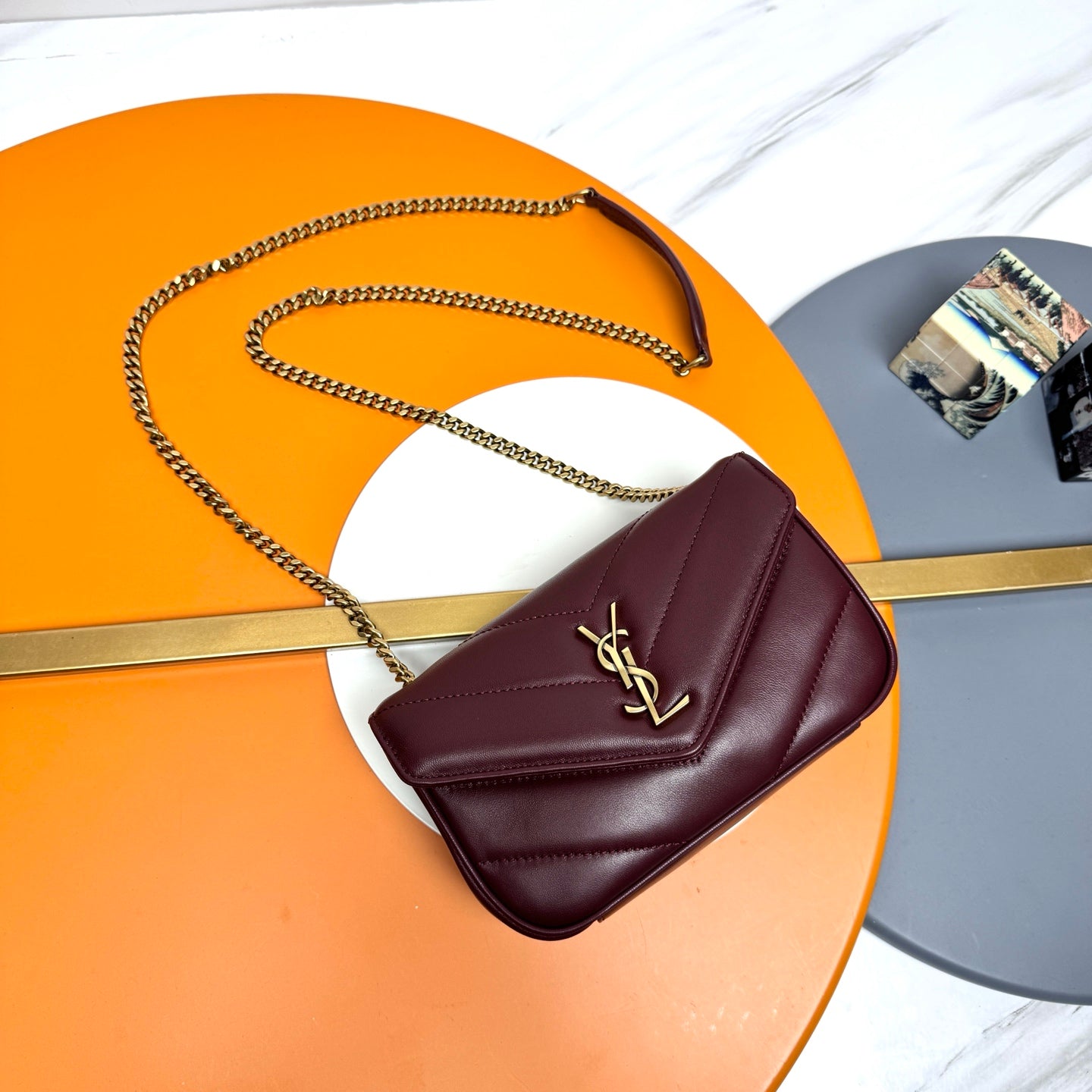 YSL Quilted Bag - Burgundy
