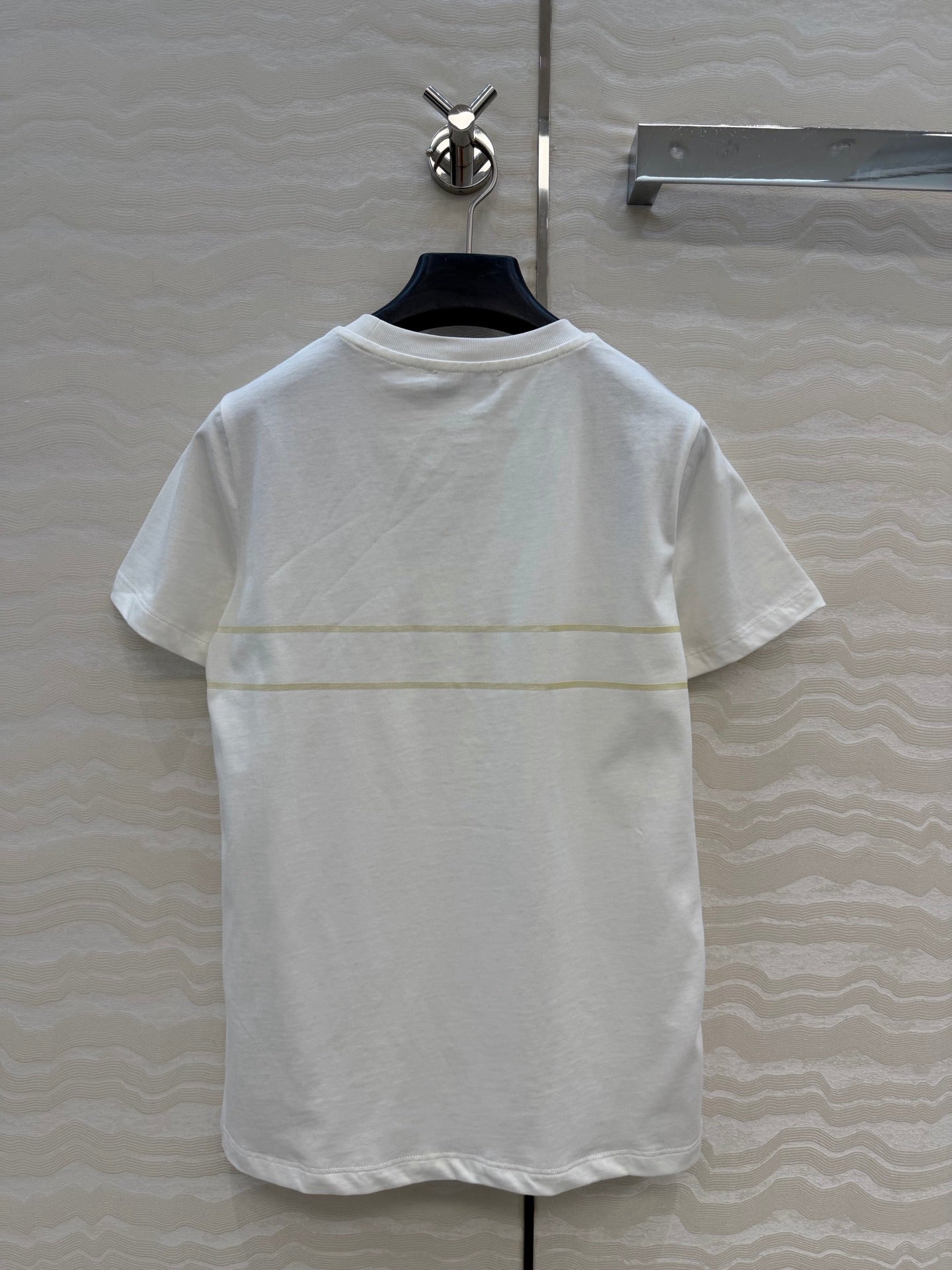 CD Embroidered T-Shirt - Ecru/Gold