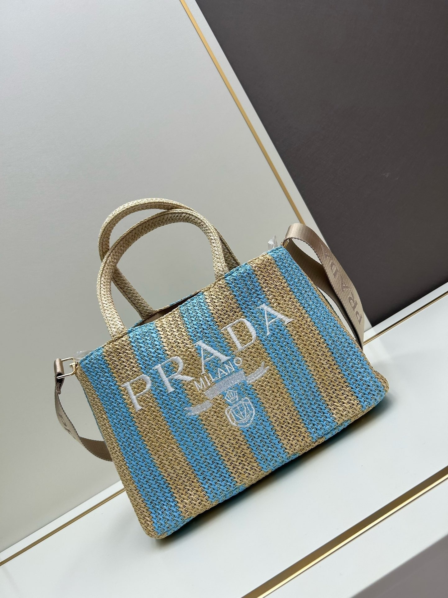 PRD Crochet Bag - Beige/Blue