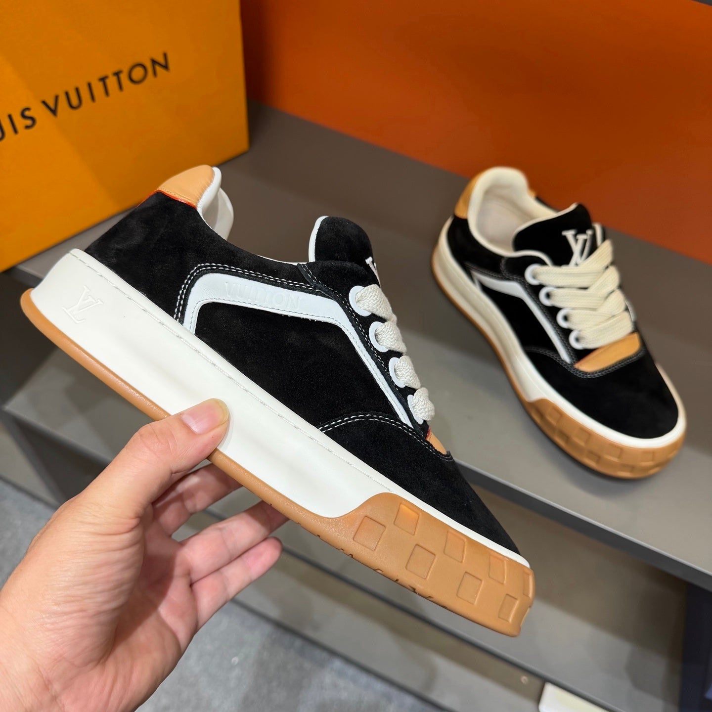 LV Tilted Sneaker - Black/White-Tan