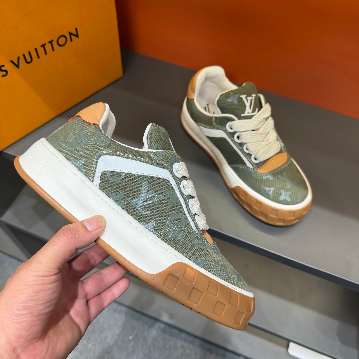 LV Tilted Sneaker - Khaki Green