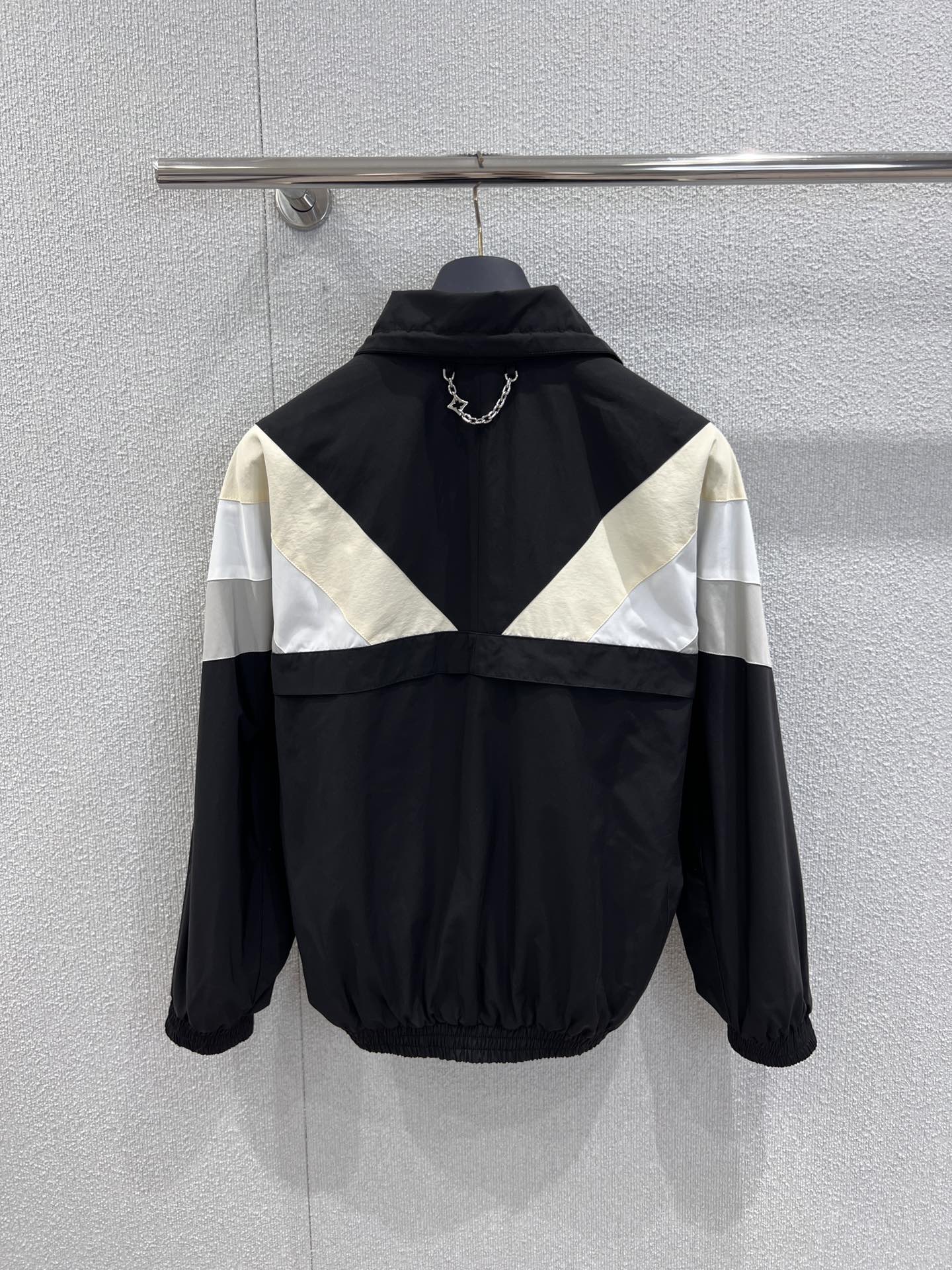 LV Windbreaker Jacket - Black/White-Cream